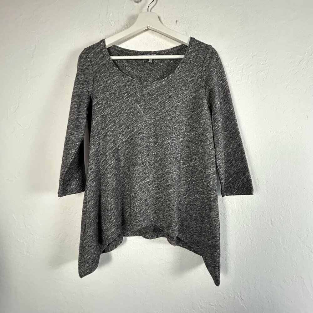 Eileen Fisher Womens Wool Blend Asymmetrical Sweater PS/PP Heather Grey Pullover